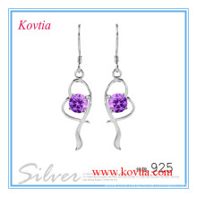 Charming 925 silver amethyst dangle earrings